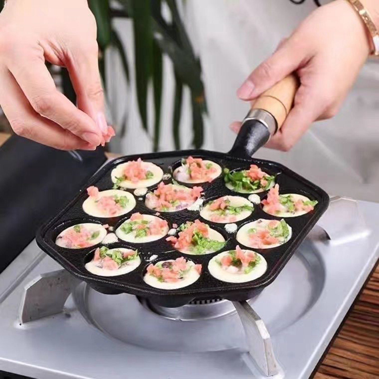Takoyaki Grill Plate - 타코야끼 그릴 팬 청소가 쉬운 주철