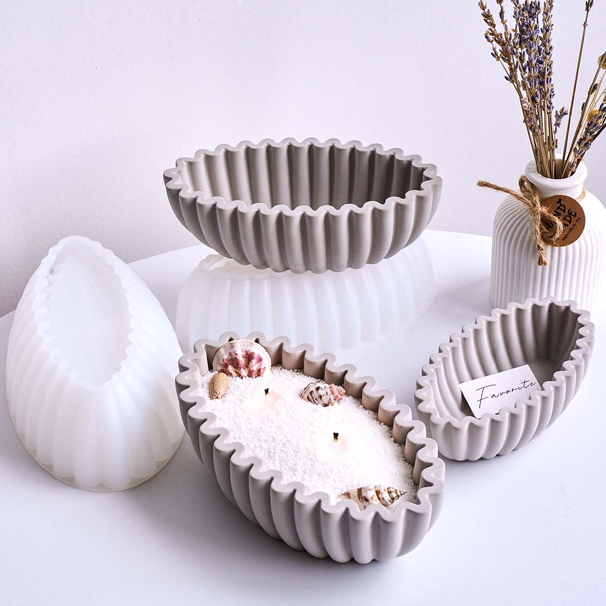 Potsticker Mold - S/M/L 타원형 줄무늬 수납 그릇 실리콘